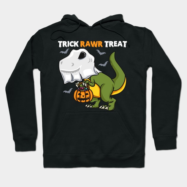 Trick RAWR Treat - Spooky Halloween Ghost Rex Gift Hoodie by biNutz